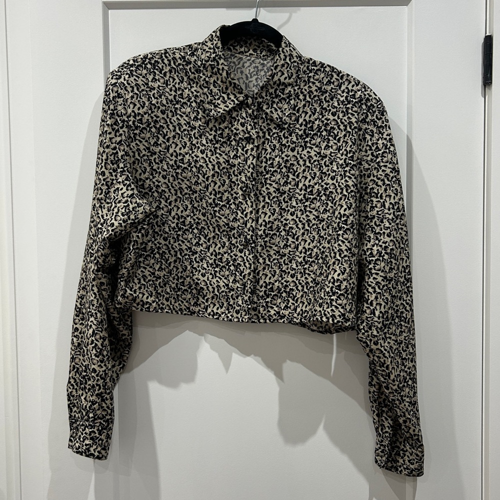 Vintage cropped leopard print top size M